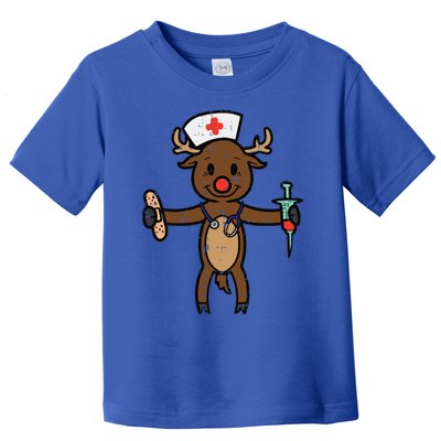 Christmas Nurse Reindeer Funny Xmas Nursing Scrub Top Funny Gift Toddler T-Shirt