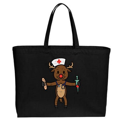 Christmas Nurse Reindeer Funny Xmas Nursing Scrub Top Funny Gift Cotton Canvas Jumbo Tote