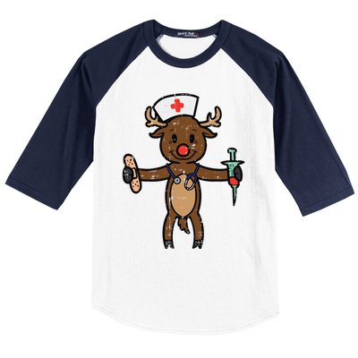 Christmas Nurse Reindeer Funny Xmas Nursing Scrub Top Funny Gift Baseball Sleeve Shirt