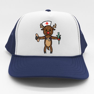 Christmas Nurse Reindeer Funny Xmas Nursing Scrub Top Funny Gift Trucker Hat