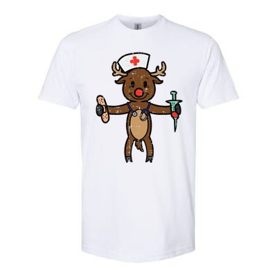 Christmas Nurse Reindeer Funny Xmas Nursing Scrub Top Funny Gift Softstyle CVC T-Shirt