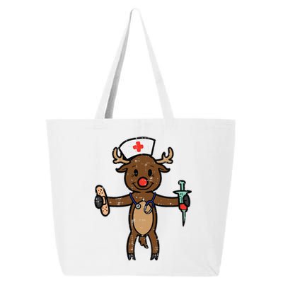 Christmas Nurse Reindeer Funny Xmas Nursing Scrub Top Funny Gift 25L Jumbo Tote