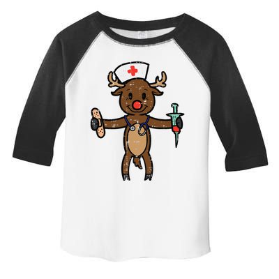 Christmas Nurse Reindeer Funny Xmas Nursing Scrub Top Funny Gift Toddler Fine Jersey T-Shirt