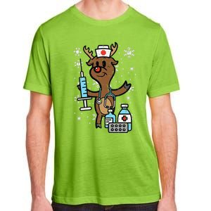 Christmas Nurse Reindeer Funny Xmas Nursing Scrub Top Funny Adult ChromaSoft Performance T-Shirt