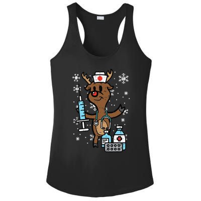 Christmas Nurse Reindeer Funny Xmas Nursing Scrub Top Funny Ladies PosiCharge Competitor Racerback Tank