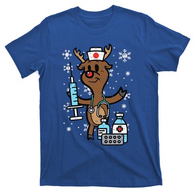 Christmas Nurse Reindeer Funny Xmas Nursing Scrub Top Funny T-Shirt