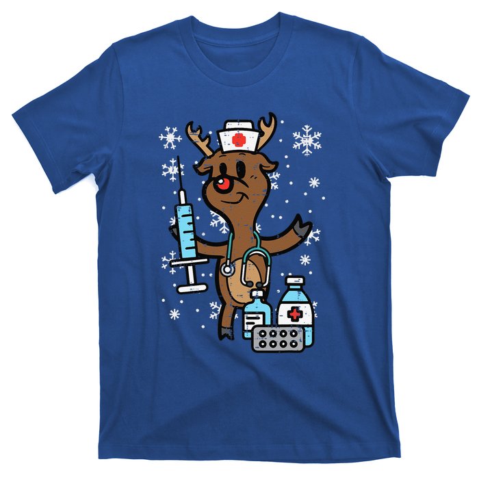 Christmas Nurse Reindeer Funny Xmas Nursing Scrub Top Funny T-Shirt