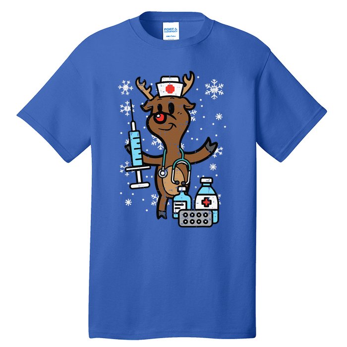 Christmas Nurse Reindeer Funny Xmas Nursing Scrub Top Funny Tall T-Shirt