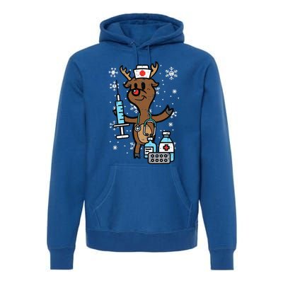 Christmas Nurse Reindeer Funny Xmas Nursing Scrub Top Funny Premium Hoodie