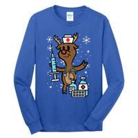 Christmas Nurse Reindeer Funny Xmas Nursing Scrub Top Funny Tall Long Sleeve T-Shirt