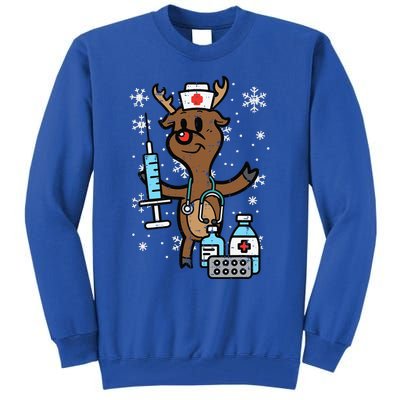 Christmas Nurse Reindeer Funny Xmas Nursing Scrub Top Funny Tall Sweatshirt