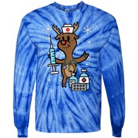 Christmas Nurse Reindeer Funny Xmas Nursing Scrub Top Funny Tie-Dye Long Sleeve Shirt