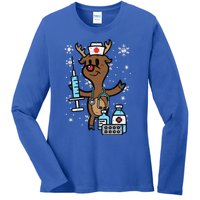 Christmas Nurse Reindeer Funny Xmas Nursing Scrub Top Funny Ladies Long Sleeve Shirt