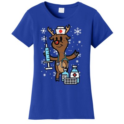 Christmas Nurse Reindeer Funny Xmas Nursing Scrub Top Funny Women's T-Shirt