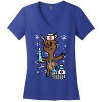 Christmas Nurse Reindeer Funny Xmas Nursing Scrub Top Funny Women's V-Neck T-Shirt