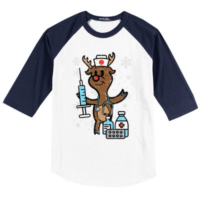 Christmas Nurse Reindeer Funny Xmas Nursing Scrub Top Funny Baseball Sleeve Shirt