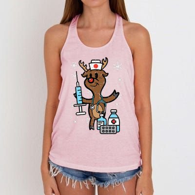 Christmas Nurse Reindeer Funny Xmas Nursing Scrub Top Funny Women's Knotted Racerback Tank