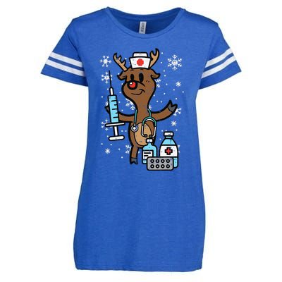 Christmas Nurse Reindeer Funny Xmas Nursing Scrub Top Funny Enza Ladies Jersey Football T-Shirt