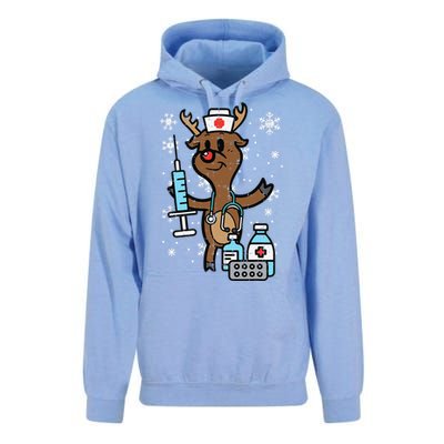 Christmas Nurse Reindeer Funny Xmas Nursing Scrub Top Funny Unisex Surf Hoodie