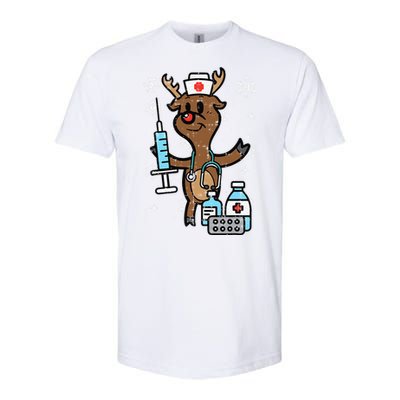 Christmas Nurse Reindeer Funny Xmas Nursing Scrub Top Funny Softstyle CVC T-Shirt