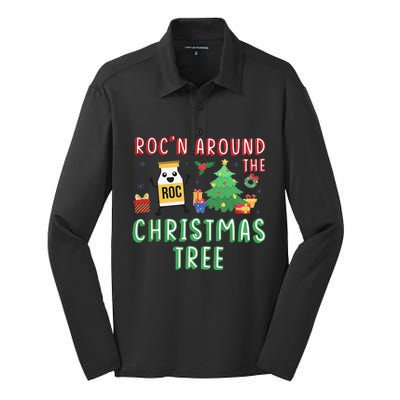 Christmas Nurse Rocn Around The Christmas Tree Funny Xmas Silk Touch Performance Long Sleeve Polo