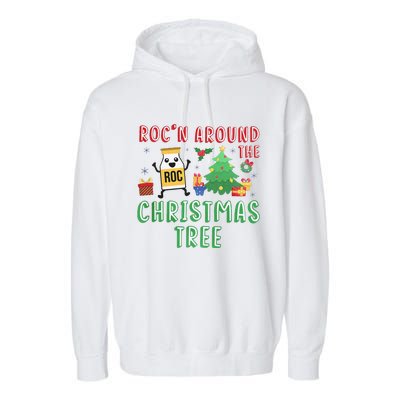 Christmas Nurse Rocn Around The Christmas Tree Funny Xmas Garment-Dyed Fleece Hoodie