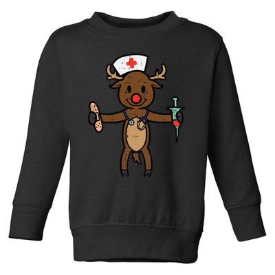 Christmas Nurse Reindeer Funny Xmas Nursing Toddler Sweatshirt