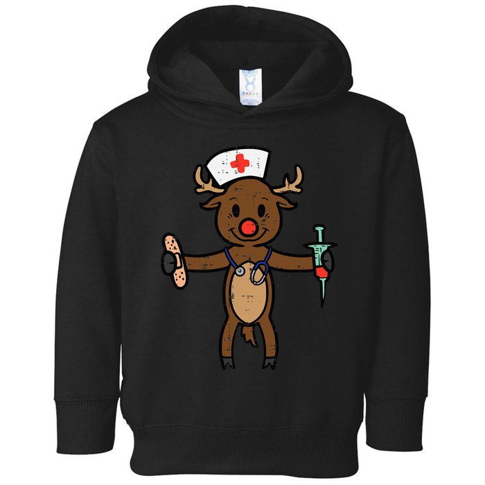 Christmas Nurse Reindeer Funny Xmas Nursing Toddler Hoodie