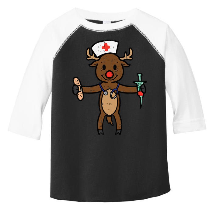 Christmas Nurse Reindeer Funny Xmas Nursing Toddler Fine Jersey T-Shirt