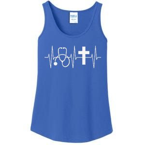 Christian Nurse Religious Nursing Jesus Heartbeat Ladies Essential Tank