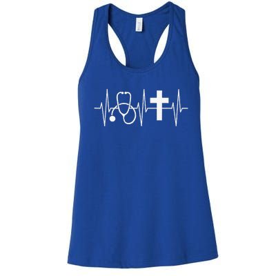 Christian Nurse Religious Nursing Jesus Heartbeat Women's Racerback Tank