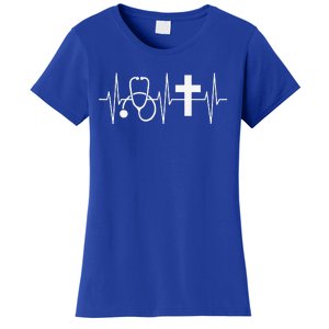 Christian Nurse Religious Nursing Jesus Heartbeat Women's T-Shirt