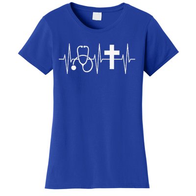 Christian Nurse Religious Nursing Jesus Heartbeat Women's T-Shirt