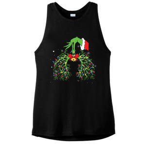 Christmas Nurse Respiratory Therapist Lung Xmas Lights Ladies PosiCharge Tri-Blend Wicking Tank