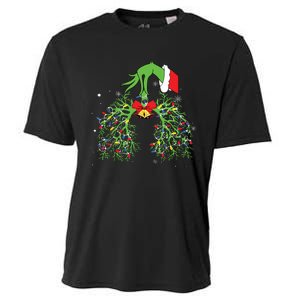 Christmas Nurse Respiratory Therapist Lung Xmas Lights Cooling Performance Crew T-Shirt