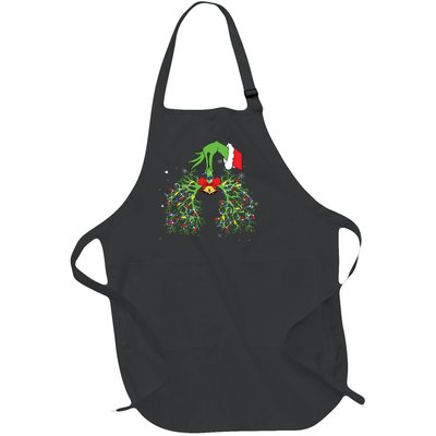 Christmas Nurse Respiratory Therapist Lung Xmas Lights Full-Length Apron With Pockets