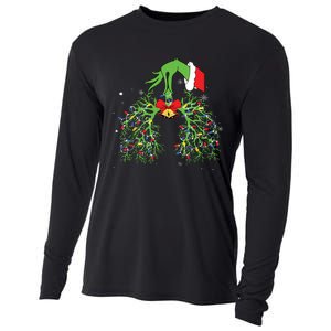 Christmas Nurse Respiratory Therapist Lung Xmas Lights Cooling Performance Long Sleeve Crew