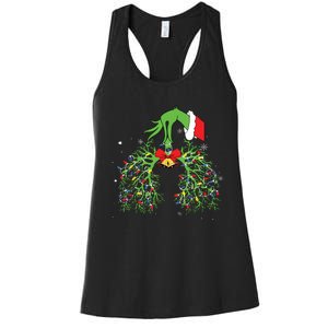 Christmas Nurse Respiratory Therapist Lung Xmas Lights Women's Racerback Tank