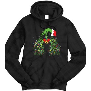 Christmas Nurse Respiratory Therapist Lung Xmas Lights Tie Dye Hoodie