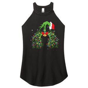 Christmas Nurse Respiratory Therapist Lung Xmas Lights Women's Perfect Tri Rocker Tank