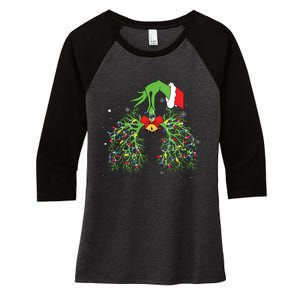 Christmas Nurse Respiratory Therapist Lung Xmas Lights Women's Tri-Blend 3/4-Sleeve Raglan Shirt