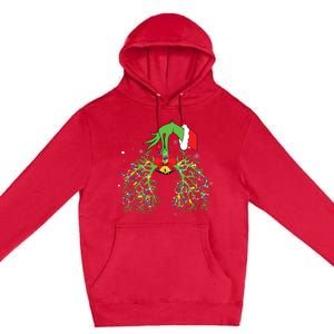 Christmas Nurse Respiratory Therapist Lung Xmas Lights Premium Pullover Hoodie