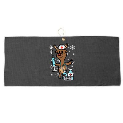 Christmas Nurse Reindeer Funny Xmas Nursing Scrub Top Gift Large Microfiber Waffle Golf Towel