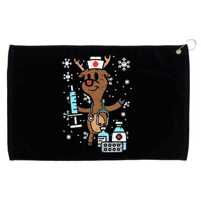 Christmas Nurse Reindeer Funny Xmas Nursing Scrub Top Gift Grommeted Golf Towel