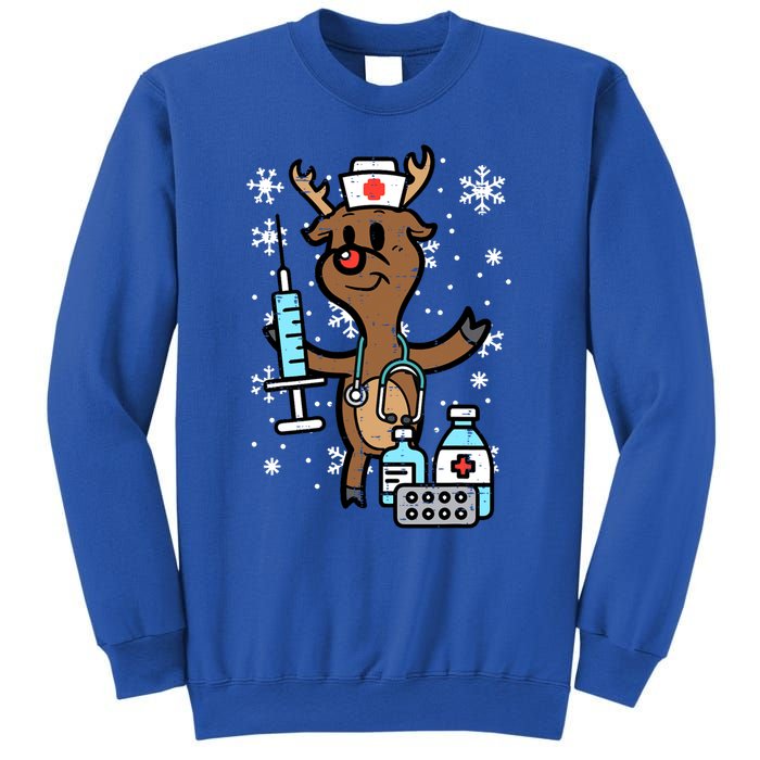 Christmas Nurse Reindeer Funny Xmas Nursing Scrub Top Gift Sweatshirt