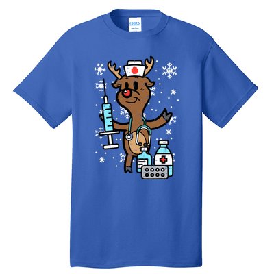 Christmas Nurse Reindeer Funny Xmas Nursing Scrub Top Gift Tall T-Shirt