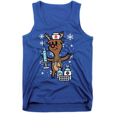 Christmas Nurse Reindeer Funny Xmas Nursing Scrub Top Gift Tank Top