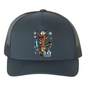 Christmas Nurse Reindeer Funny Xmas Nursing Scrub Top Gift Yupoong Adult 5-Panel Trucker Hat