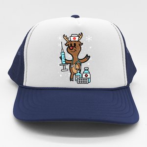 Christmas Nurse Reindeer Funny Xmas Nursing Scrub Top Gift Trucker Hat