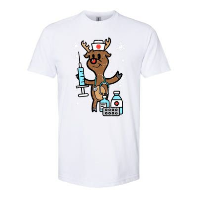 Christmas Nurse Reindeer Funny Xmas Nursing Scrub Top Gift Softstyle CVC T-Shirt